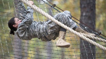 This undated photo released by the Utah National Guard shows 1st. Lt. Alessandra Kirby negotiating the Darby Obstacle Course at Fort Benning, Ga., during the Ranger Assessment. Kirby will be among a handful of women going to the grueling Army Ranger school as part of the U.S. military's first steps toward allowing women to move into the elite combat unit. (AP)