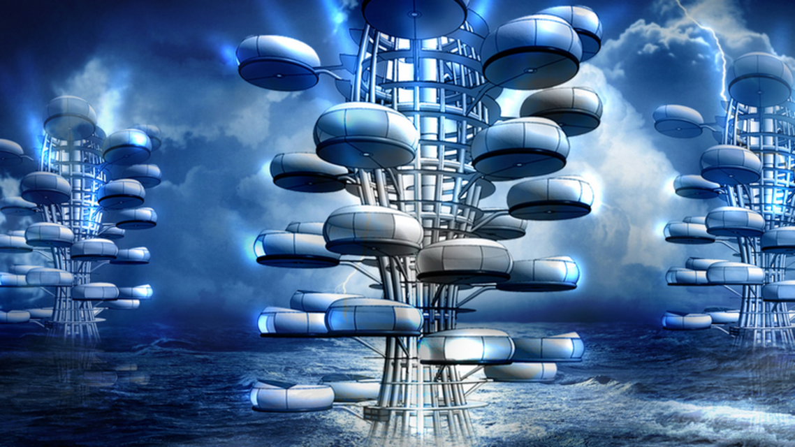 It consists of an adaptive tree that is prefabricated and can be installed on land or in water. The main body is designed as a hollow skeleton used to generate energy through vertical wind turbines, and hosts inflatable ‘Balloons’ made of vinyl skin on branches that extend outwards, according to a description published on their website.