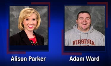 This TV video frame grab courtesy of WDBJ7-TV in Roanoke, Virginia shows two WDBJ7 employees killed in an attack at Bridgewater Plaza in Moneta, Virginia. (AFP)