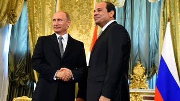  Russian President Vladimir Putin, left, greets Egyptian President Abdel-Fattah el-Sissi in Moscow, Russia, Wednesday, Aug. 26, 2015. AP