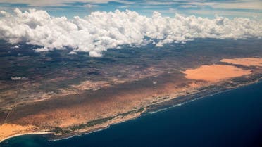 The Somali coast is seen from Secretary of State John Kerry's plane as it nears the airport in Mogadishu, Somalia on Tuesday, May 5, 2015. (AP)