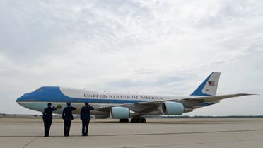 Bye boss Air Force One is saluted as Obama takes off to Alaska (AP)