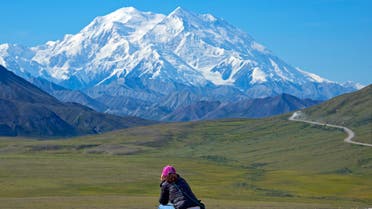 In this Monday, Aug. 3, 2015, photo provided by Holland America Line, a woman gazes at Mount McKinley in Denali National Park and Preserve in Alaska. (AP)