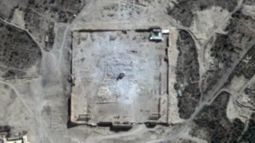 Satellite image provided by UNOSAT shows damage to the main building of the ancient Temple of Bel in the Palmyra, Syria. (AP)