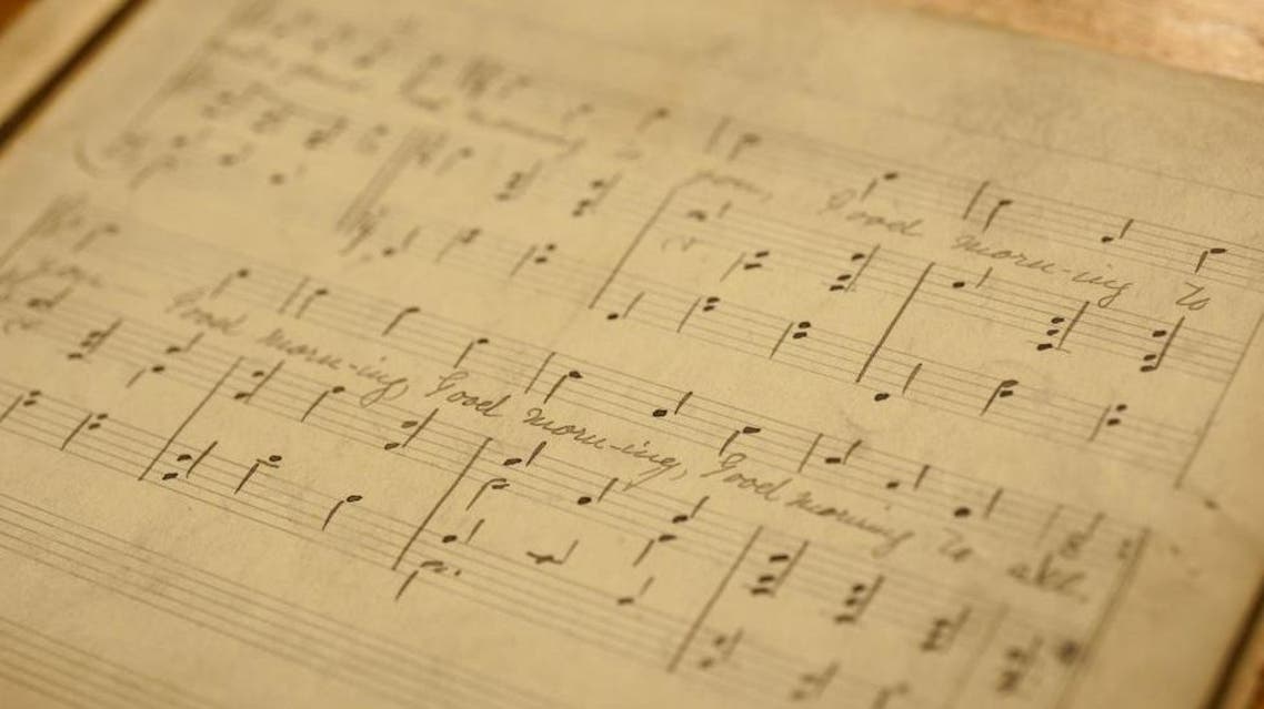 Sheet music for the song Good Morning To All is seen in an undated photo provided by the University of Louisville, Kentucky. (Reuters)