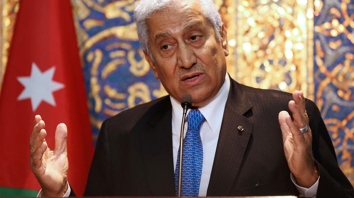 Jordanian Prime Minister Abdullah Ensour holds a press conference with Lebanese Prime Minister Tammam Salam (not pictured) in Amman, Jordan, Wednesday, Aug. 12, 2015. (AP Photo/Raad Adayleh)
