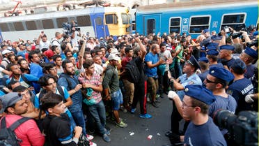 Migrant train through Austria