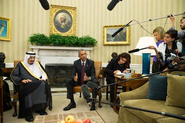 President Barack Obama, right, meets with King Salman of Saudi Arabia in the Oval Office of the White House, on Friday, Sept. 4, 2015, in Washington. (AP)