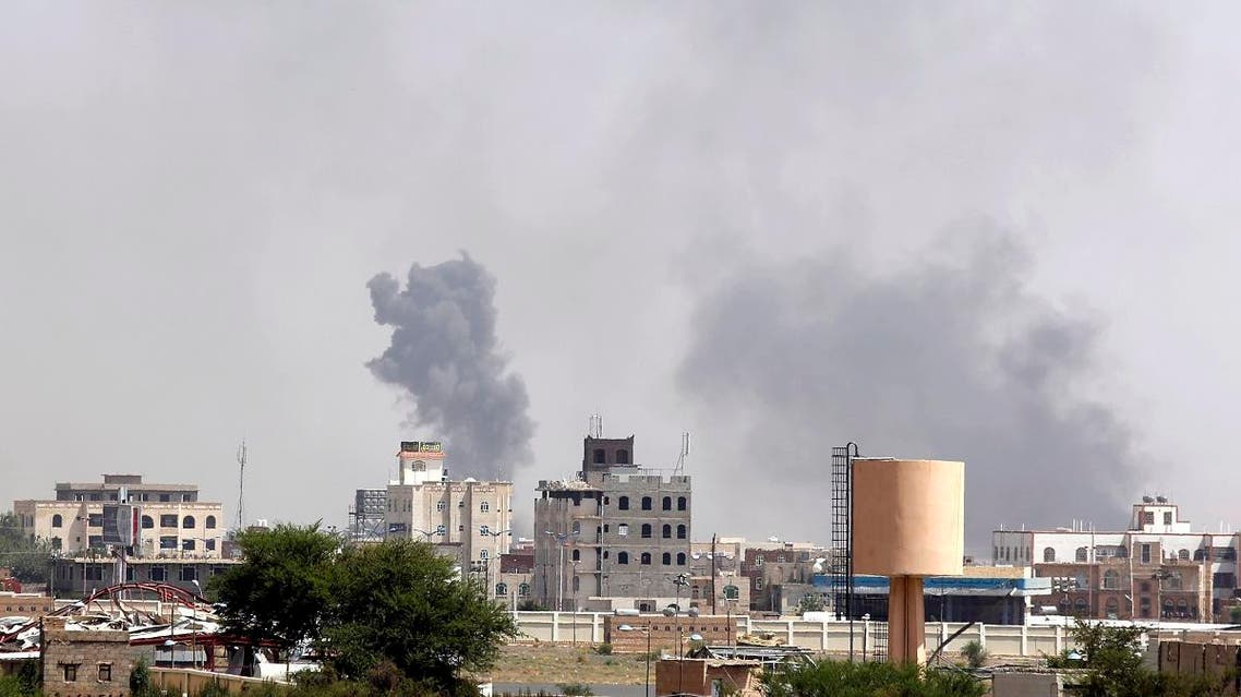 Smoke rises after an airstrike by the Saudi-led coalition in Sanaa on Sept. 6. (File photo: AP)