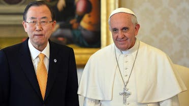 UN Secretary-General Ban Ki-moon, left, and Pope Francis AP