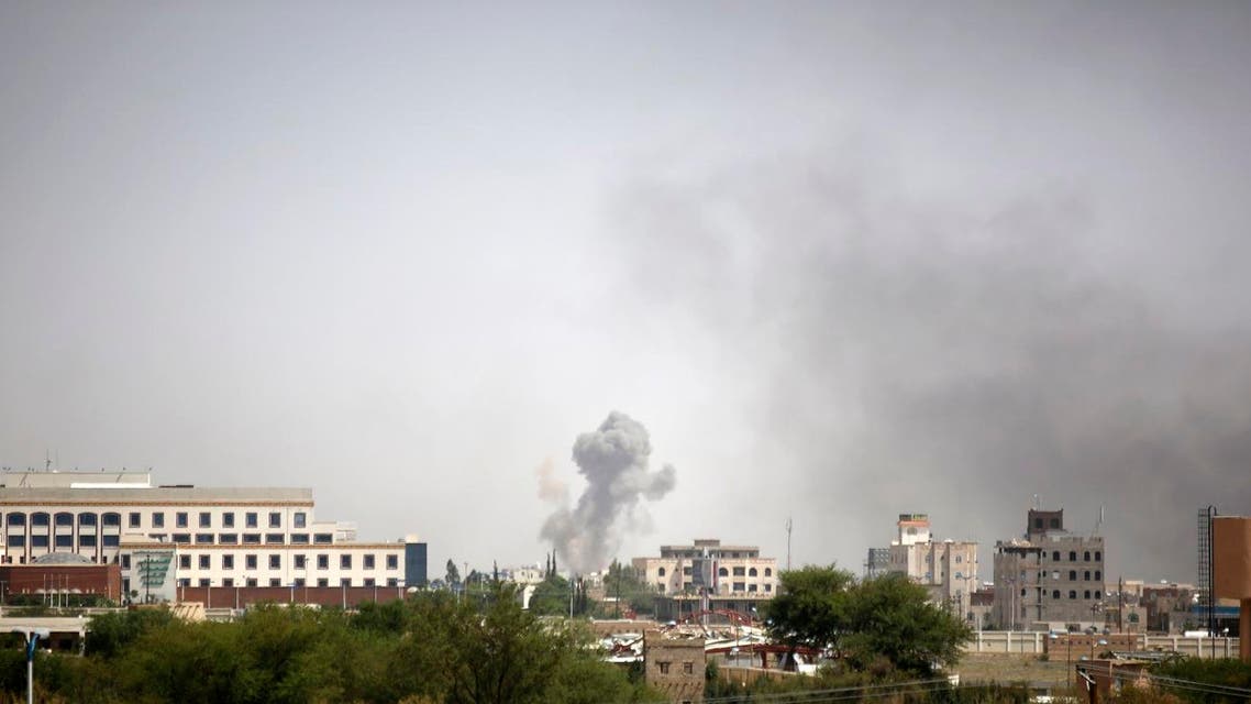 Smoke rises after an airstrike by the Saudi-led coalition in Sanaa, Yemen, Sunday, Sept. 6. (File photo: AP)