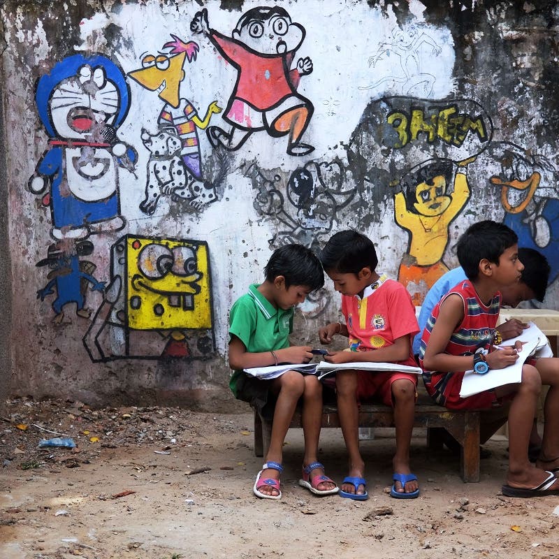 Art school colors slum in Indian capital | Al Arabiya English