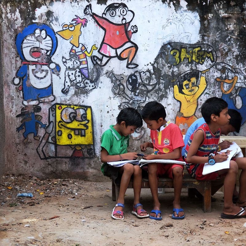 Art school colors slum in Indian capital | Al Arabiya English Art school colors slum in Indian capital | Al Arabiya English