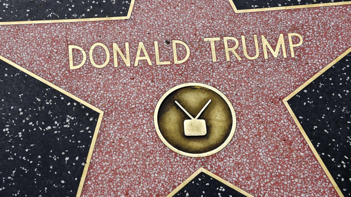 Republican presidential candidate frontrunner Donald Trump's star on the Hollywood Walk of Fame