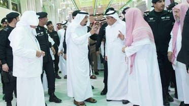 King Salman visits Grand Mosque day after crane collapses and kills 107 people.  (Photo courtesy: SPA)