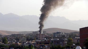 Smoke billows from a fire during firefight between the police and Kurdistan Workers' Party, 