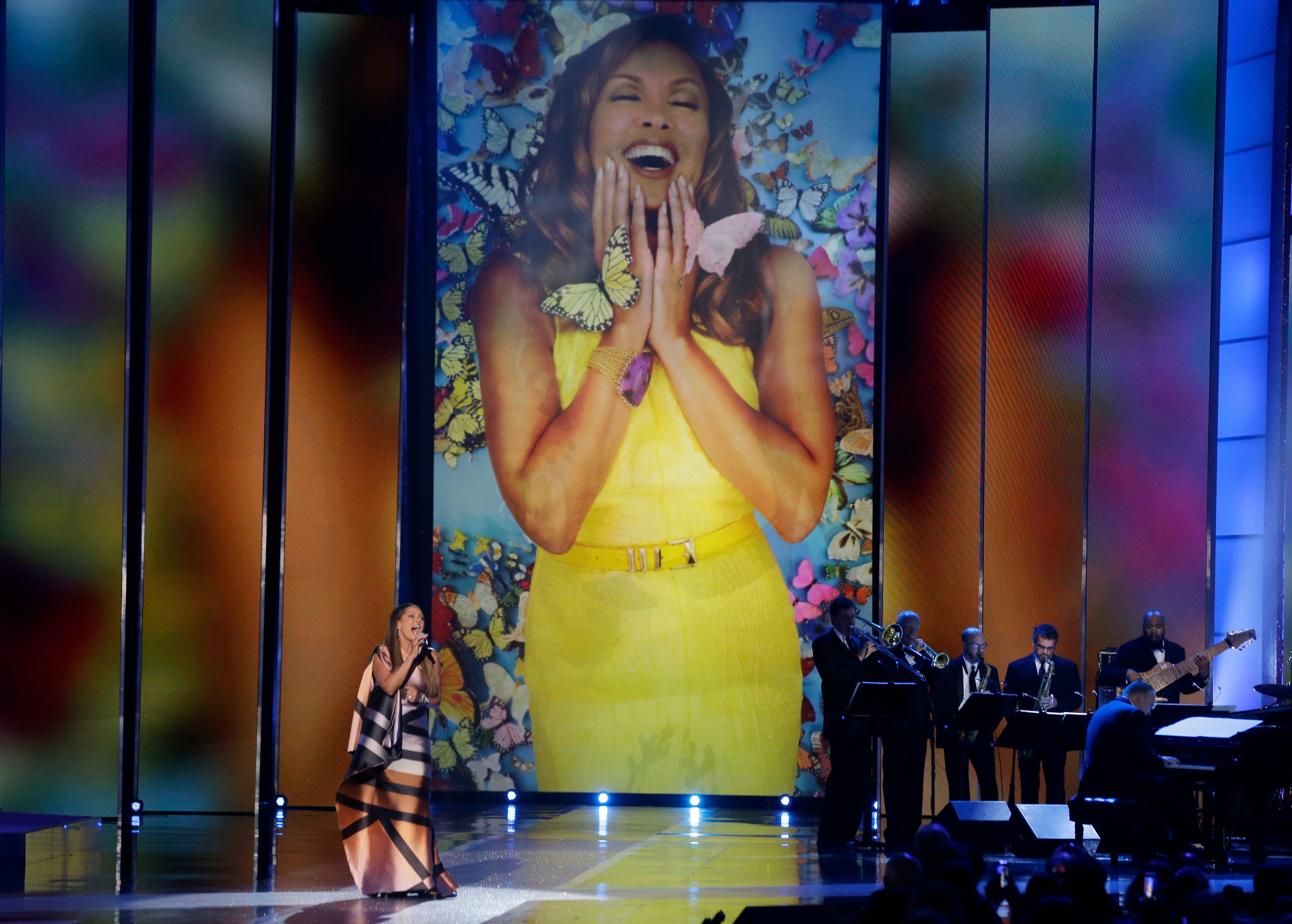 Actress and singer Vanessa Williams sings during in the 2016 Miss America pageant, Sunday, Sept. 13, 2015,
