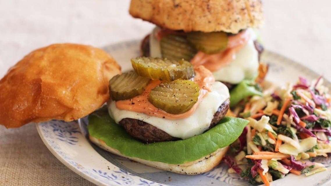 This April 13, 2015 photo shows an American classic burger in Concord, N.H. (AP Photo/Matthew Mead)