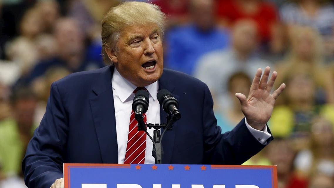 Republican presidential candidate Donald Trump speaks at a rally in Dallas, Texas September 14, 2015.