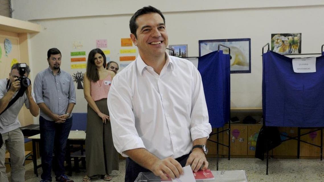 Former Greek prime minister and leader of leftist Syriza party Alexis Tsipras cast his ballot as he votes for the general elections at a polling station in Athens, Greece. (Reuters)