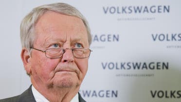  Volkswagen's supervisory board member Wolfgang Porsche listens during a statement announcing that CEO Martin Winterkorn stepped down amid an emissions scandal in the company's headquarters in Wolfsburg, Germany, Wednesday, Sept. 23, 2015. (Julian Stratenschulte/dpa via AP)