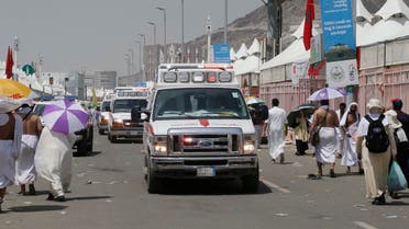An ambulance truck at the scene where hundreds of pilgrims died in a stampede during Hajj on Thursday. (Essa Al Dobisi/ Al Arabiya)