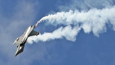 The Dassault made Rafale fighter jet performs its demonstration flight at the Paris Air Show in Le Bourget, north of Paris, Friday June 19, 2015. (AP)