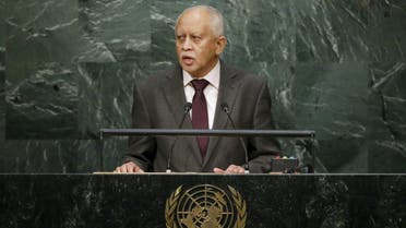 Foreign Minister Riad Yassin of Yemen addresses a plenary meeting of the United Nations Sustainable Development Summit 2015 at the United Nations headquarters in Manhattan, New York