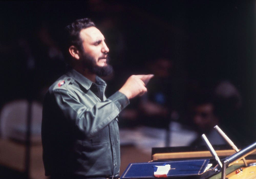 Cuban Prime Minister Fidel Castro speaking to United Nations General Assembly in New York, USA around Sept. 27, 1960. (AP)