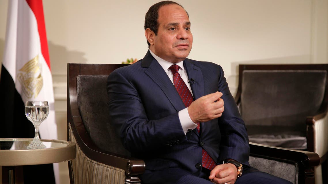 Egyptian President Abdel Fattah el-Sisi answers questions during an interview, Saturday, Sept. 26, 2015, in New York. (AP)