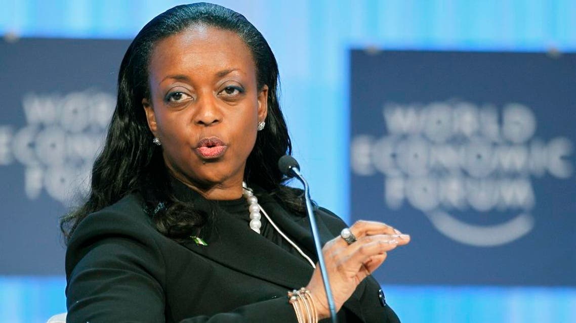 Nigeria's Minister of Petroleum Resources Diezani Alison-Madueke gestures as he speaks during a session at the World Economic Forum in Davos, Switzerland, Friday, Jan. 27, 2012.