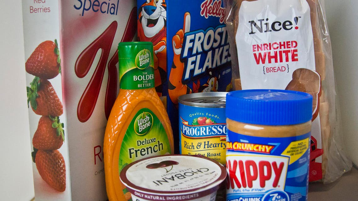 Foods that might have added sugar or another sweetener like high-fructose corn syrup as an ingredient are pictured Wednesday, March 4, 2015, in New York. New guidelines published by the World Health Organization on Wednesday say the world is eating too much sugar and people should slash their sugar intake to just 5 to 10 percent of their overall calories. (AP Photo/Bebeto Matthews)