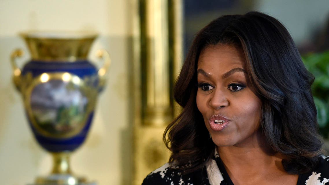First lady Michelle Obama speaks in Blue Room of the White House in Washington, Thursday, Oct. 8, 2015, during an to honor the 2015 class of the National Student Poets Program (NSPP), the nation’s highest honor for youth poets. (AP Photo/Susan Walsh)
