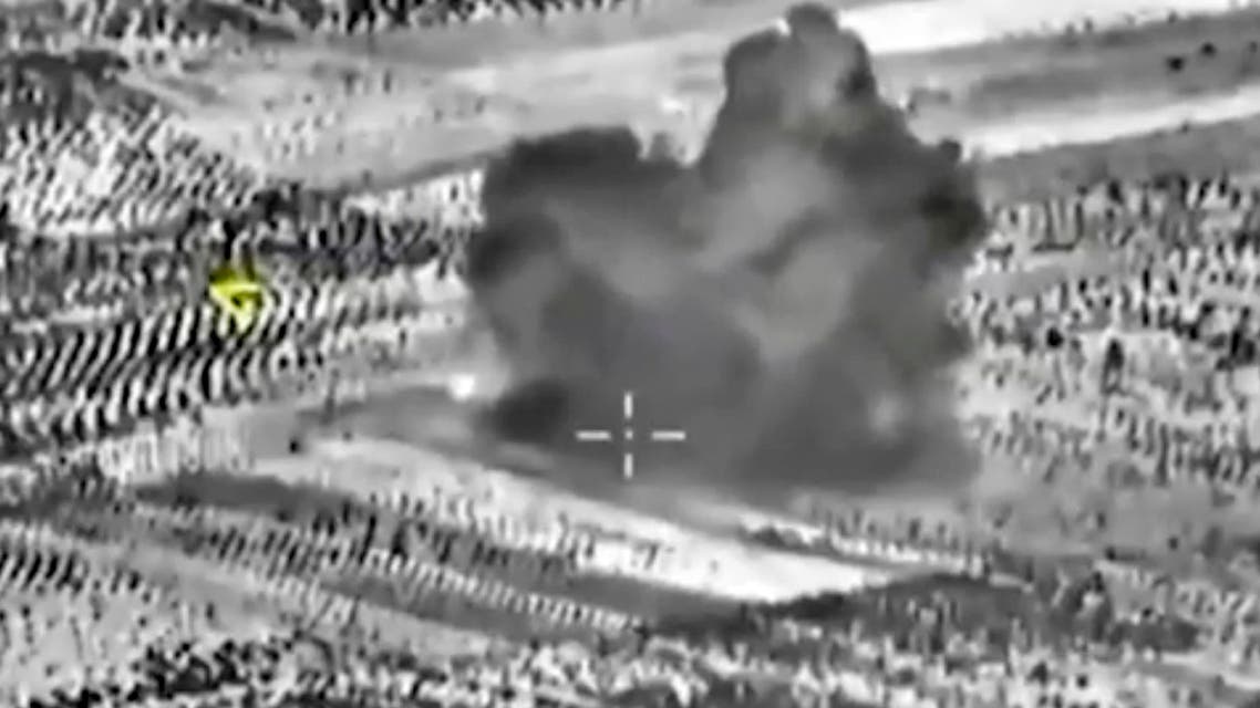This image made from footage taken from Russian Defense Ministry official website on Friday, Oct. 2, 2015, shows another attack made from a fighter jet in Syria. AP