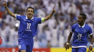Mohammad Al-Shalhoub (C) of Saudi Arabia's Al-Hilal celebrates after scoring a goal against Iran's Persepolis during their AFC Champions League match at King Fahd stadium in Riyadh, May 26, 2015. (File photo: AP)