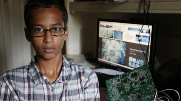 Irving MacArthur High School student Ahmed Mohamed, 14, was arrested and interrogated by police Monday after bringing a homemade clock to school.  (Vernon Bryant / The Dallas Morning News via AP)