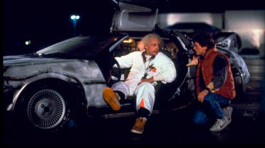 This photo provided by Universal Pictures Home Entertainment shows Christopher Lloyd, left, as Dr. Emmett Brown, and Michael J. Fox as Marty McFly in the 1985 film, "Back to the Future." (AP)