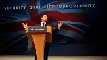 Britain's Prime Minister David Cameron gestures as he delivers his keynote address at the annual Conservative Party Conference in Manchester, Britain October 7, 2015. (Reuters)