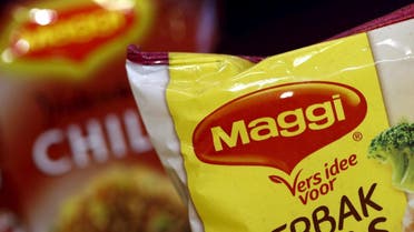 A packet of instant noodles by Maggi is displayed in the showroom at the headquarters of Nestle in Vevey. (Reuters)
