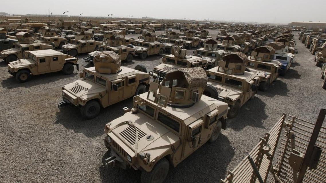 A view of humvees parked at a courtyard at Camp Liberty in Baghdad, September 30, 2011. REUTERS/Mohammed Ameen