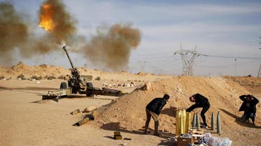 File photo of Libya Dawn fighters firing an artillery cannon at IS militants near Sirte March 19, 2015. (Reuters)