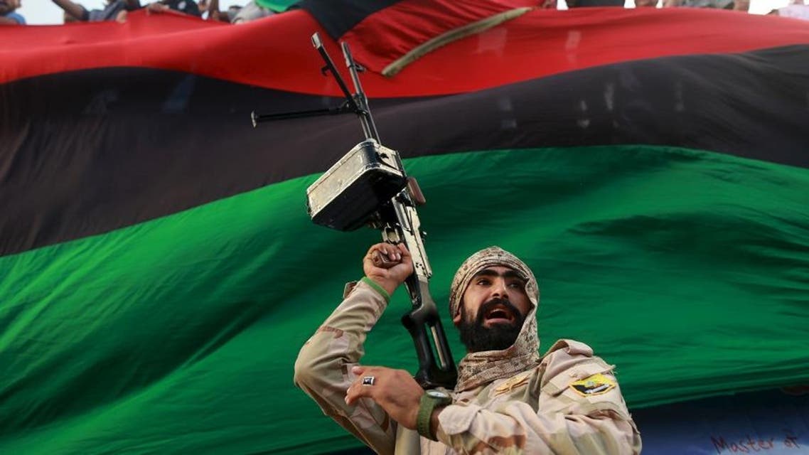 One of the members of the military protecting a demonstration against candidates for a national unity government proposed by U.N. envoy for Libya Bernardino Leon, is pictured in Benghazi, Libya October 23, 2015. (Reuters)