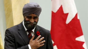 Canada's new National Defence Minister Harjit Sajjan gestures after being sworn-in during a ceremony at Rideau Hall in Ottawa. (File photo: Reuters)