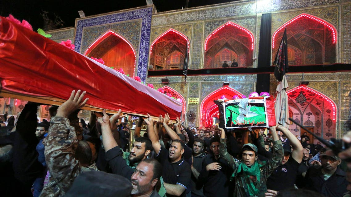 SUICIDE BOMBER KILLS 12 AT SHIITE FUNERAL IN BAGHDAD A suicide bomber killed at least 12 people at a Shiite funeral in a mosque in the Iraqi capital on Friday, security and medical officials said. The attack in the Al-Ashara al-Mubashareen mosque in the Amil area of south Baghdad also wounded at least 32 people, the officials said. Two officials said the funeral was for a member of the volunteer paramilitary force known as the Popular Mobilisation units. There was no immediate claim of responsibility for the attack, but suicide bombings are a tactic used exclusively by Sunni extremists in Iraq, including the Islamic State jihadist group, who consider Shiites to be heretics. The Popular Mobilisation units -- which are dominated by Iranian-backed Shiite militias -- are some of the most effective forces in the battle against IS, which overran large parts of the country last year. sf/wd/kir DATELINE:*Baghdad, Nov 13, 2015 (AFP) -