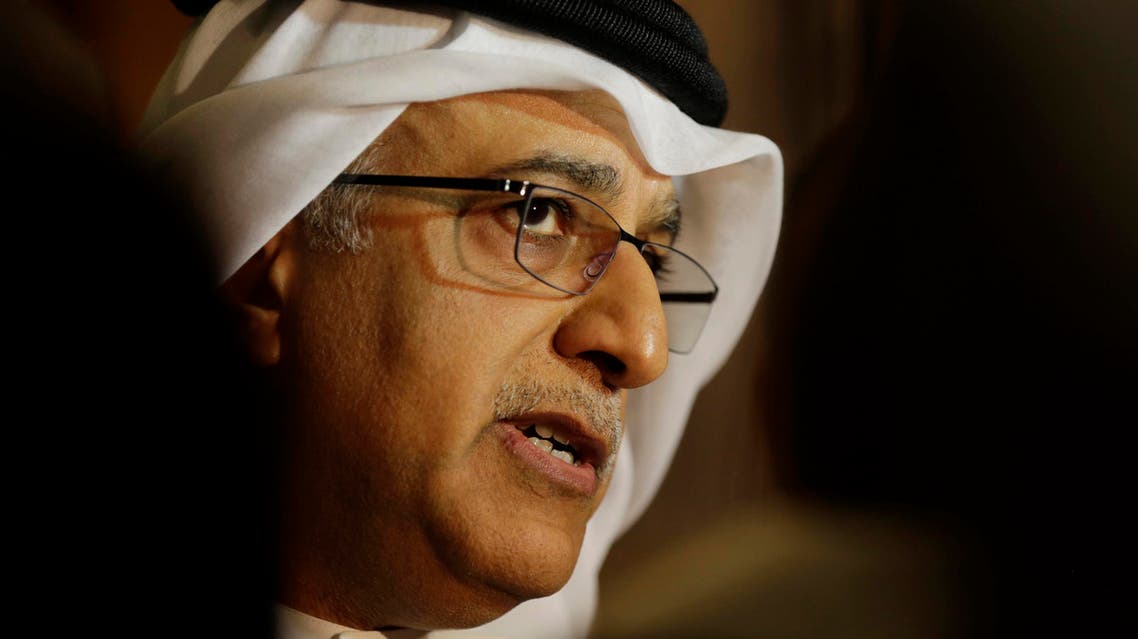 Asian Football Confederation President Sheikh Salman bin Ebrahim Al Khalifa speaks to journalists at the AFC Congress in Manama, Bahrain, Thursday, April 30, 2015.