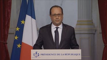 Video grab of France's President Francois Hollande making a statement on television in Paris