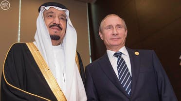 King Salman poses for a picture with Russian President Vladimir Putin. (Photo courtesy: SPA)