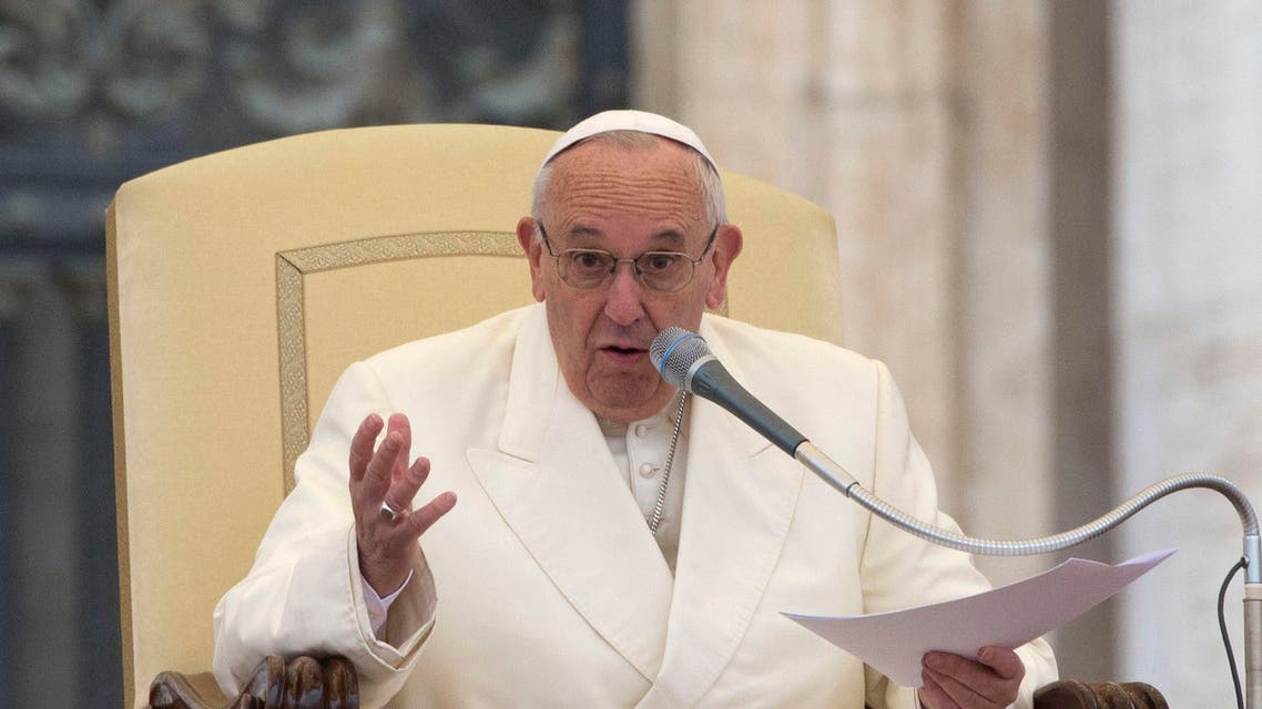Pope Francis delivers his speech during the weekly general audience he held in St. Peter's Square, at the Vatican, Wednesday, Nov. 18, 2015. (AP Photo/Andrew Medichini)