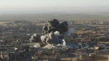 Smoke rises from the site of U.S.-led air strikes against ISIS in the town of Sinjar, November 12, 2015. (Reuters)