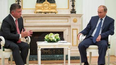  Russian President Vladimir Putin, right, listens to King Abdullah II of Jordan during their meeting in the Kremlin, in Moscow, Russia, Tuesday, Aug. 25, 2015. (AP Photo/Pavel Golovkin, pool)